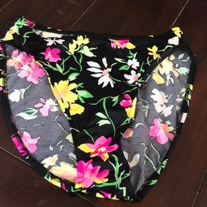 Victoria’s Secret black floral high waisted swimsuit bathing suit bikini bottom